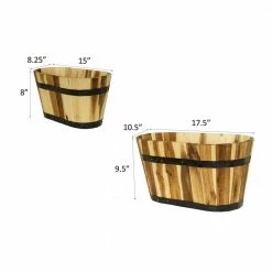 Classic Home & Garden Oval Barrel Planter, Acacia -Cheap Good Directions Store acacia classic home garden plant pots 140011 1f 1000