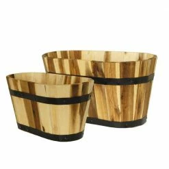 Classic Home & Garden Oval Barrel Planter, Acacia