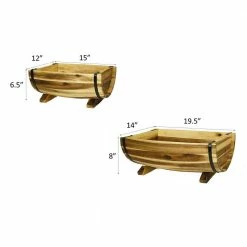 Classic Home & Garden Acacia Wood Half Barrel Planters (Set of 2) 7 Classic Home & Garden Acacia Wood Half Barrel Planters (Set of 2) -Cheap Good Directions Store acacia classic home garden plant pots 160015 1f 1000