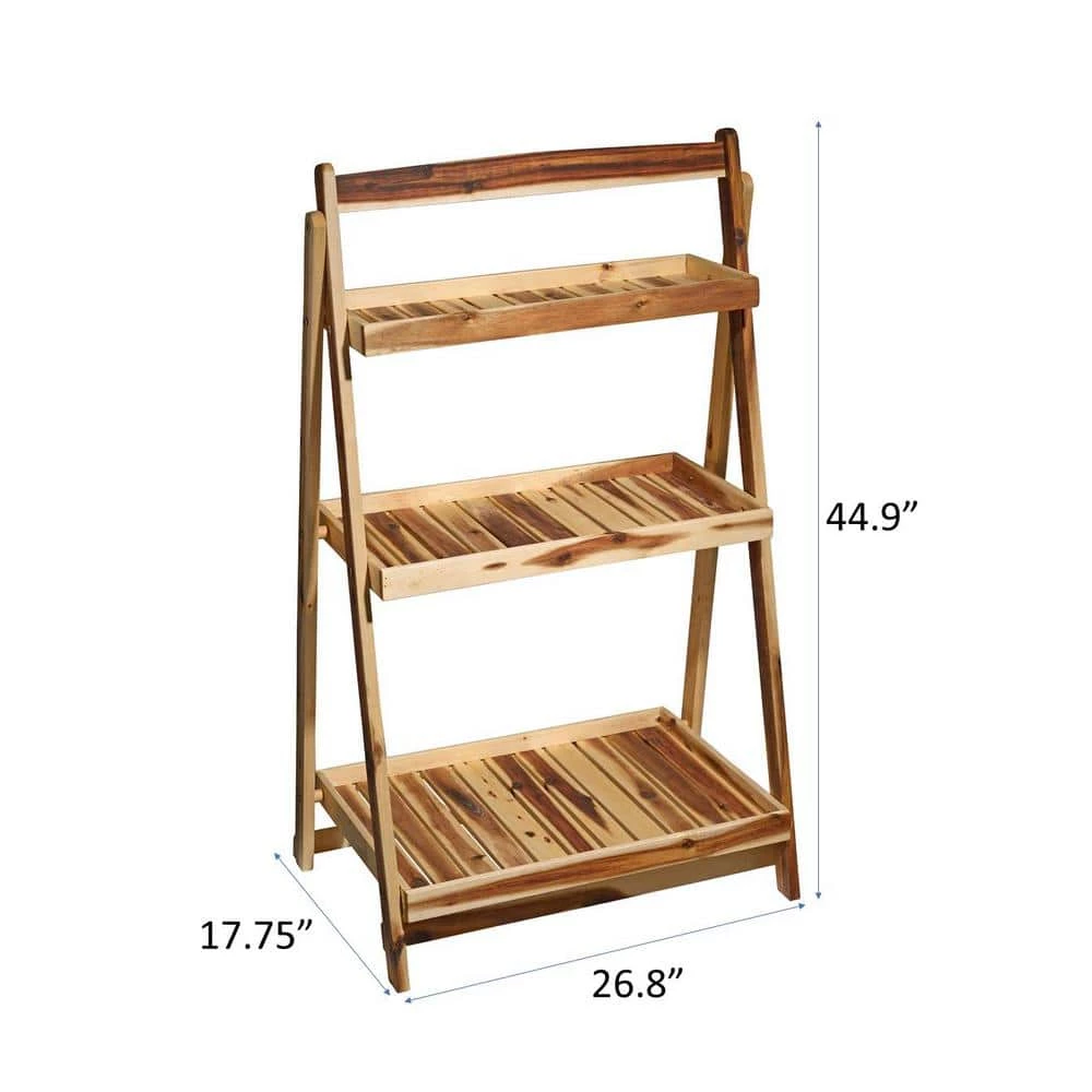 Classic Home & Garden 27 in. x 45 in. Acacia Wood Plant Stand 4 Classic Home & Garden 27 in. x 45 in. Acacia Wood Plant Stand - Image 2