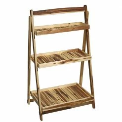 Classic Home & Garden 27 in. x 45 in. Acacia Wood Plant Stand