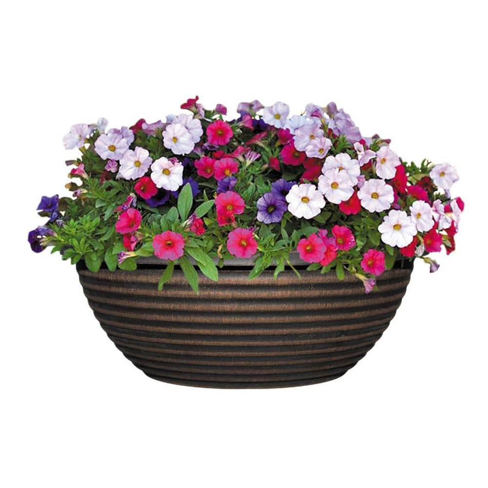 Classic Home & Garden 17 in. Antique Copper Santa Fe Bowl Resin Planter 5 Classic Home & Garden 17 in. Antique Copper Santa Fe Bowl Resin Planter - Image 3