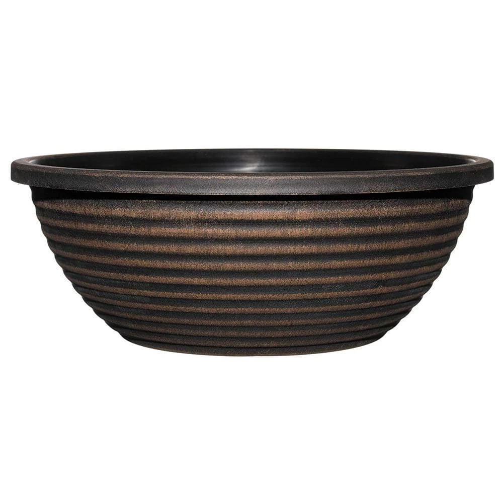 Classic Home & Garden 17 in. Antique Copper Santa Fe Bowl Resin Planter 4 Classic Home & Garden 17 in. Antique Copper Santa Fe Bowl Resin Planter - Image 2