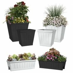 Classic Home & Garden Hanover 14 in. Black Resin Beadboard Self-Watering Square Planter 10 Classic Home & Garden Hanover 14 in. Black Resin Beadboard Self-Watering Square Planter -Cheap Good Directions Store black beadboard classic home garden plant pots hd1423d 001s 4f 1000