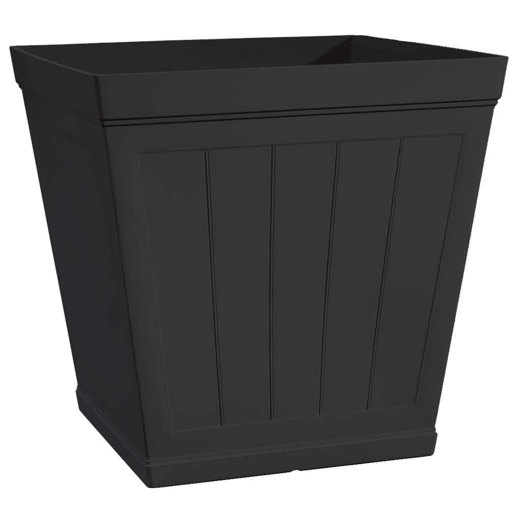 Classic Home & Garden Hanover 14 in. Black Resin Beadboard Self-Watering Square Planter 3 Classic Home & Garden Hanover 14 in. Black Resin Beadboard Self-Watering Square Planter