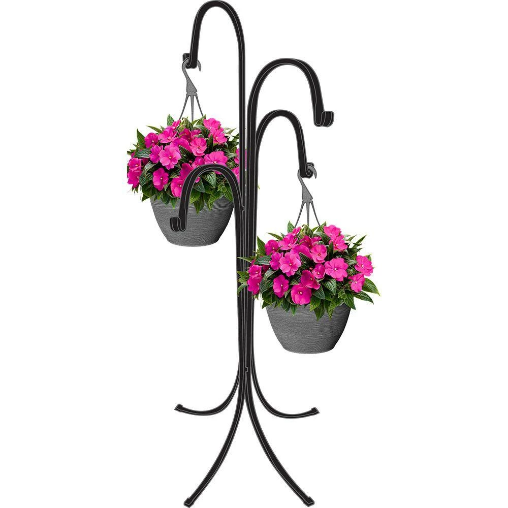 Classic Home & Garden 64.5 in. Tall 4-Arm Plant Stand in Black Iron 4 Classic Home & Garden 64.5 in. Tall 4-Arm Plant Stand in Black Iron - Image 2