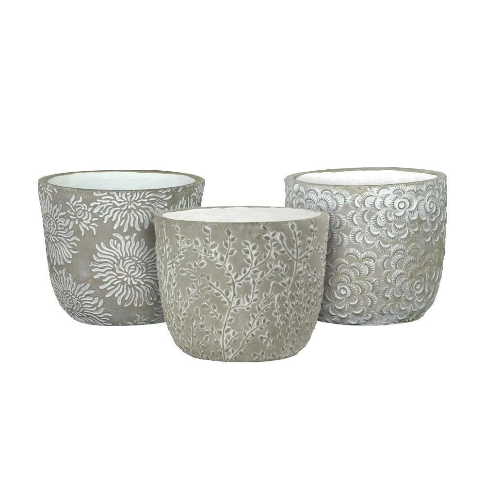 Classic Home & Garden Flora 6 in. Mum Gray Cement Planter with White Interior 7 Classic Home & Garden Flora 6 in. Mum Gray Cement Planter with White Interior - Image 5