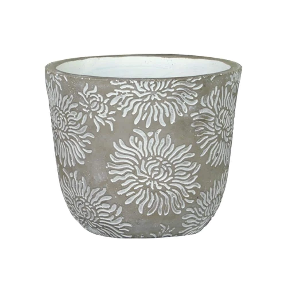 Classic Home & Garden Flora 6 in. Mum Gray Cement Planter with White Interior 3 Classic Home & Garden Flora 6 in. Mum Gray Cement Planter with White Interior
