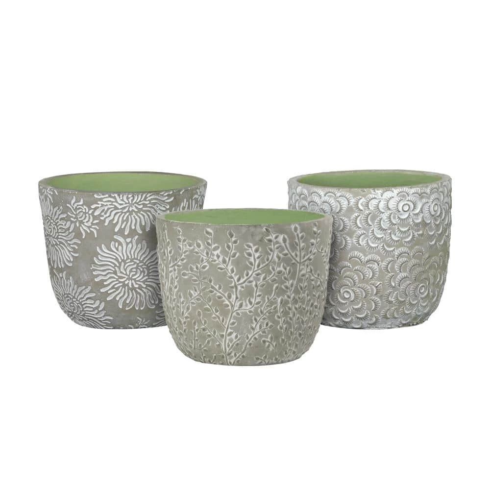 Classic Home & Garden Flora 6 in. Mum Gray Cement Planter with Green Interior 7 Classic Home & Garden Flora 6 in. Mum Gray Cement Planter with Green Interior - Image 5