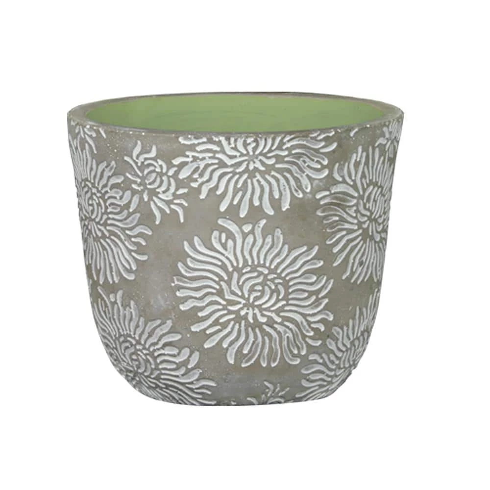 Classic Home & Garden Flora 6 in. Mum Gray Cement Planter with Green Interior 3 Classic Home & Garden Flora 6 in. Mum Gray Cement Planter with Green Interior