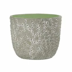 Classic Home & Garden Flora 6 in. Vine Gray Cement Planter with Green Interior