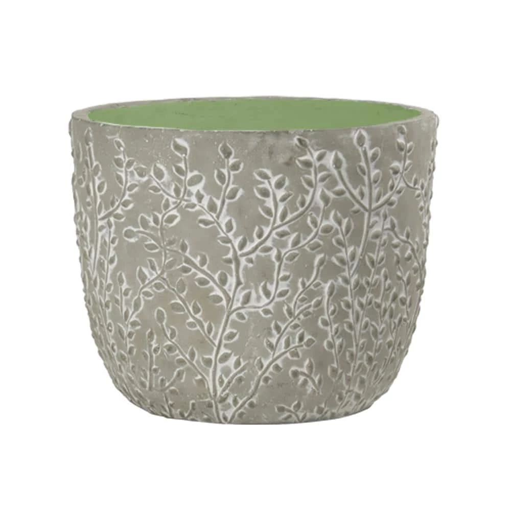 Classic Home & Garden Flora 6 in. Vine Gray Cement Planter with Green Interior 3 Classic Home & Garden Flora 6 in. Vine Gray Cement Planter with Green Interior