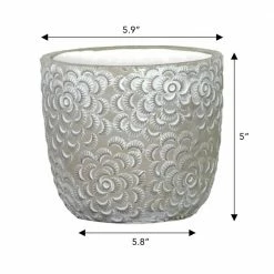 Classic Home & Garden Flora 6 in. Rose Gray Cement Planter with White Interior -Cheap Good Directions Store cement classic home garden plant pots 31012 089 1f 1000