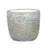 Classic Home & Garden Flora 6 in. Rose Gray Cement Planter with White Interior