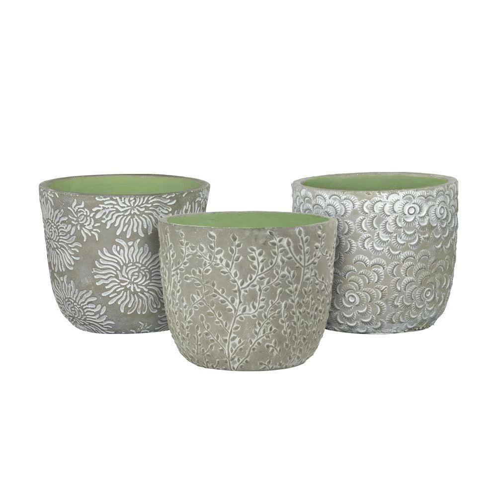 Classic Home & Garden Flora 6 in. Rose Gray Cement Planter with Green Interior 7 Classic Home & Garden Flora 6 in. Rose Gray Cement Planter with Green Interior - Image 5