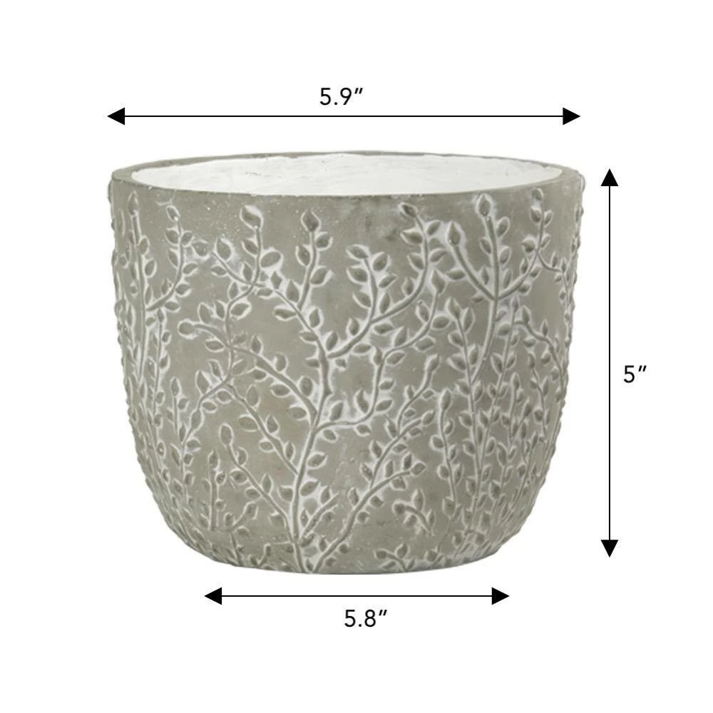 Classic Home & Garden Flora 6 in. Gray Cement Planters with White Interior Assorted (Set of 3) 7 Classic Home & Garden Flora 6 in. Gray Cement Planters with White Interior Assorted (Set of 3) - Image 5