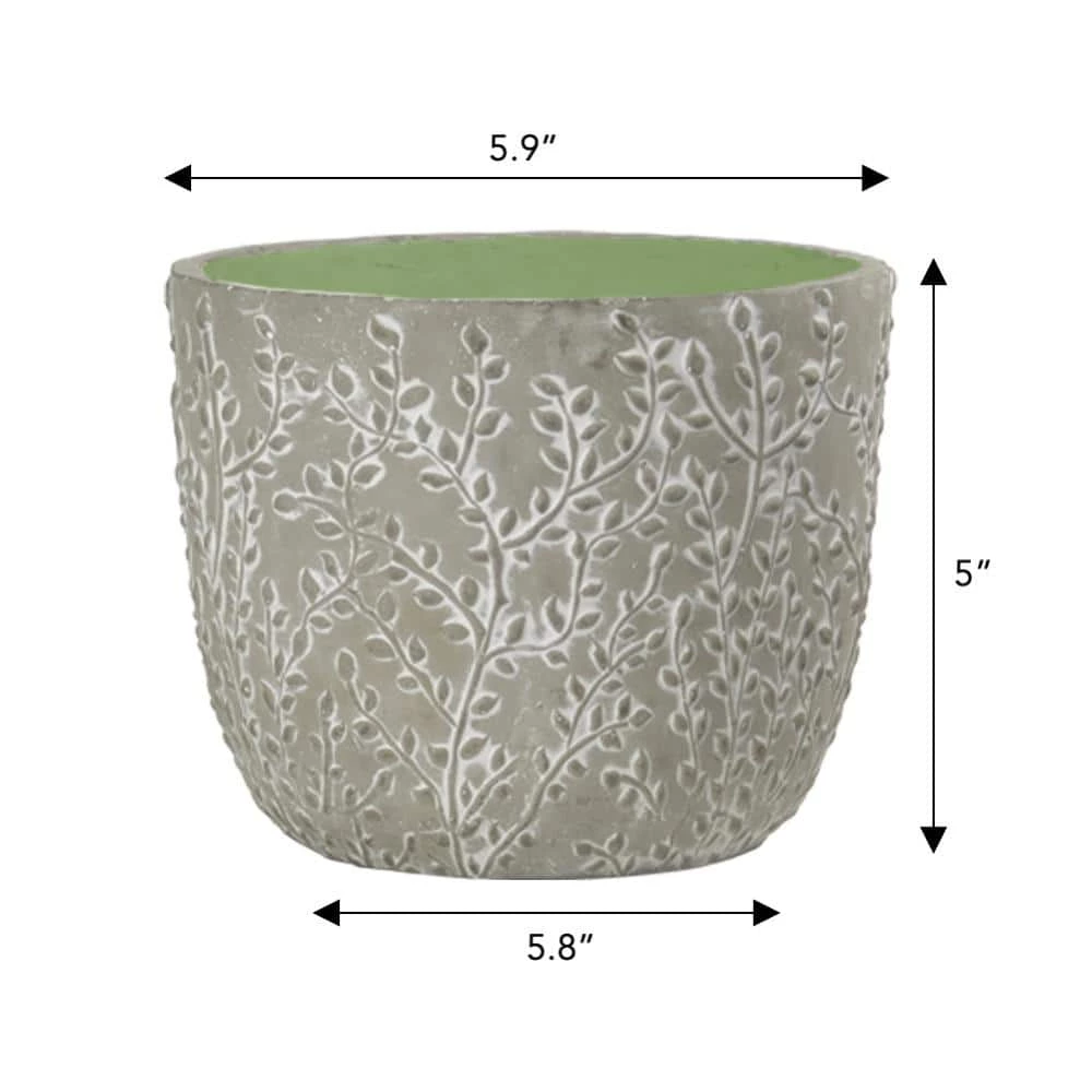 Classic Home & Garden Flora 6 in. Grey Cement Planters with Green Interior Assorted (Set of 3) 7 Classic Home & Garden Flora 6 in. Grey Cement Planters with Green Interior Assorted (Set of 3) - Image 5