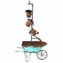 Classic Home & Garden Wheelbarrow Metal Fountain