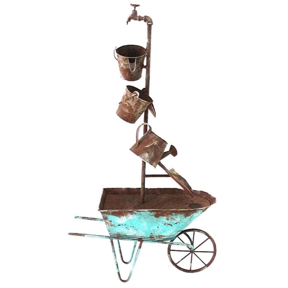 Classic Home & Garden Wheelbarrow Metal Fountain 3 Classic Home & Garden Wheelbarrow Metal Fountain