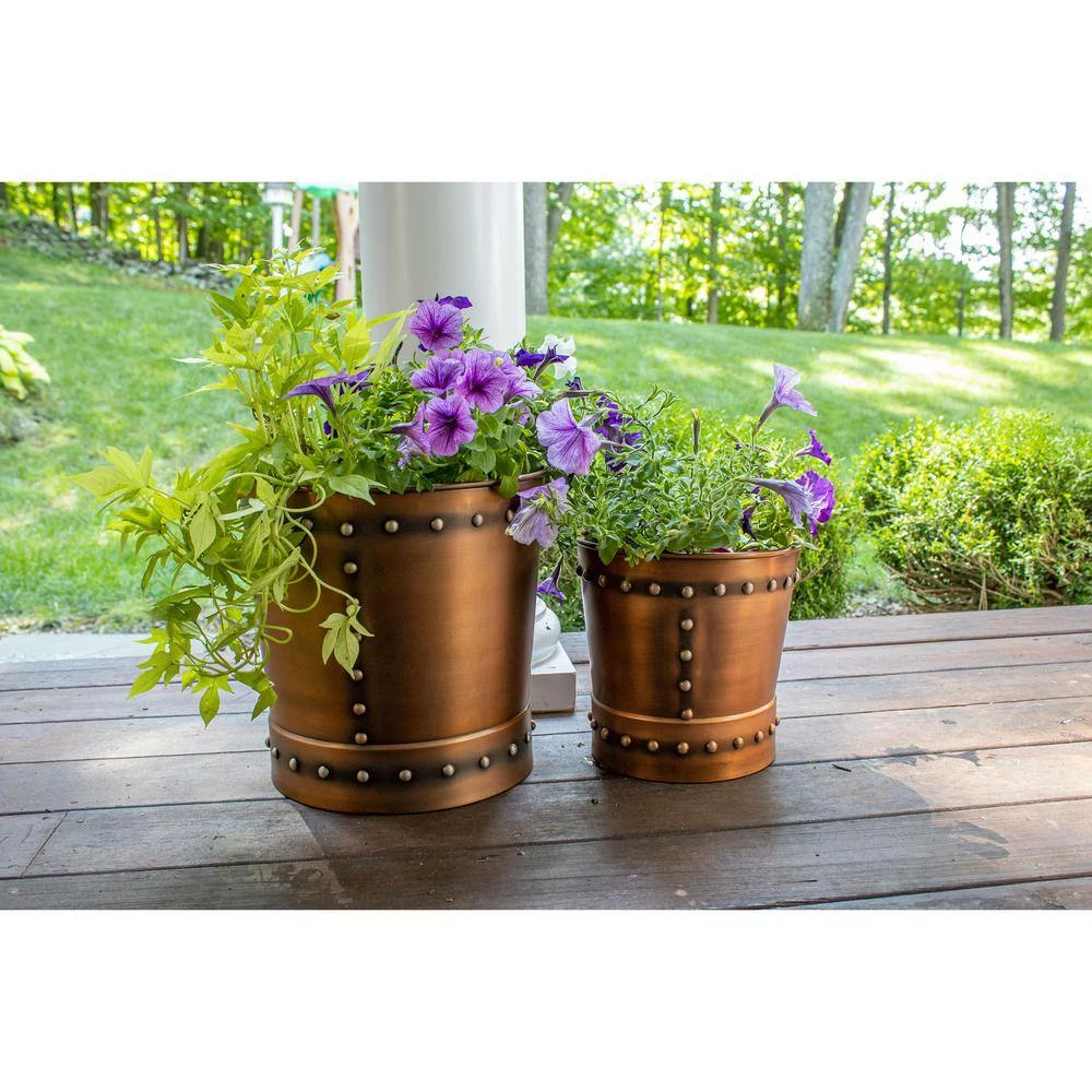 Good Directions Unique Medium Riveted Copper Planter Set of 2 for Outdoor or Indoor Use, Garden, Deck, and Patio 6 Good Directions Unique Medium Riveted Copper Planter Set of 2 for Outdoor or Indoor Use, Garden, Deck, and Patio - Image 4