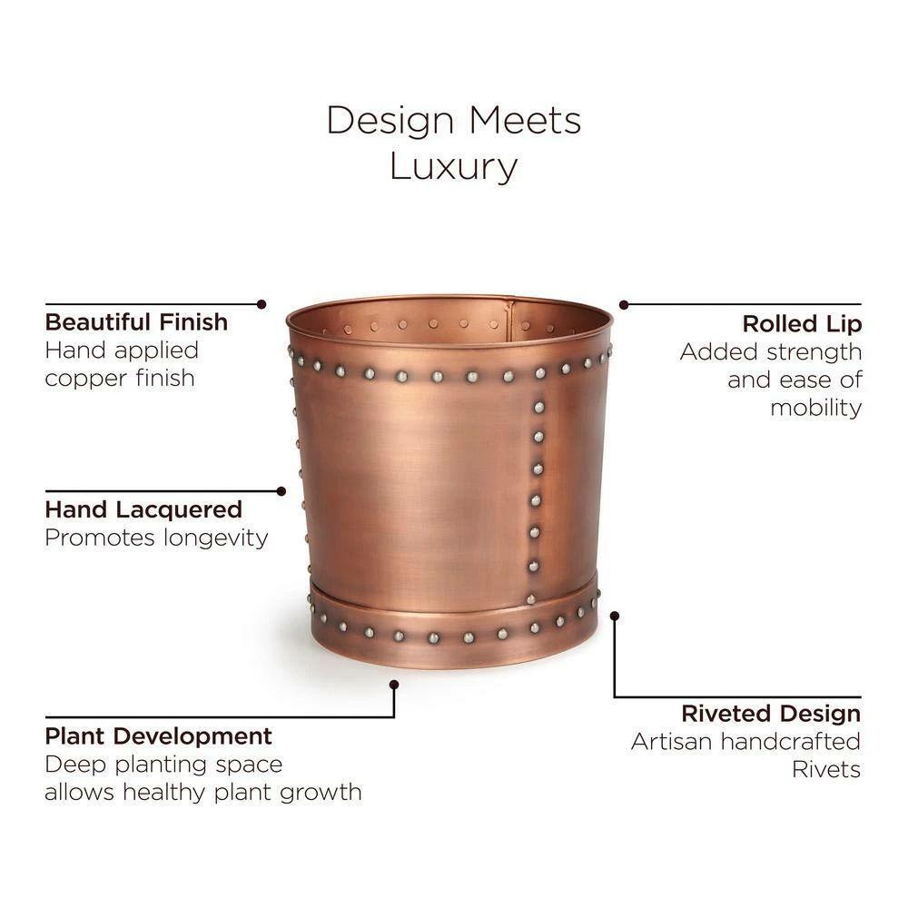 Good Directions Unique Medium Riveted Copper Planter Set of 2 for Outdoor or Indoor Use, Garden, Deck, and Patio 7 Good Directions Unique Medium Riveted Copper Planter Set of 2 for Outdoor or Indoor Use, Garden, Deck, and Patio - Image 5