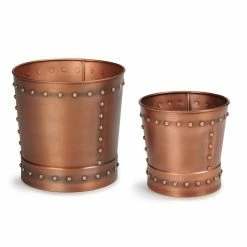 Good Directions Unique Medium Riveted Copper Planter Set of 2 for Outdoor or Indoor Use, Garden, Deck, and Patio