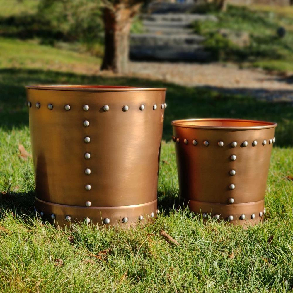 Good Directions Unique Medium Riveted Copper Planter Set of 2 for Outdoor or Indoor Use, Garden, Deck, and Patio 4 Good Directions Unique Medium Riveted Copper Planter Set of 2 for Outdoor or Indoor Use, Garden, Deck, and Patio - Image 2