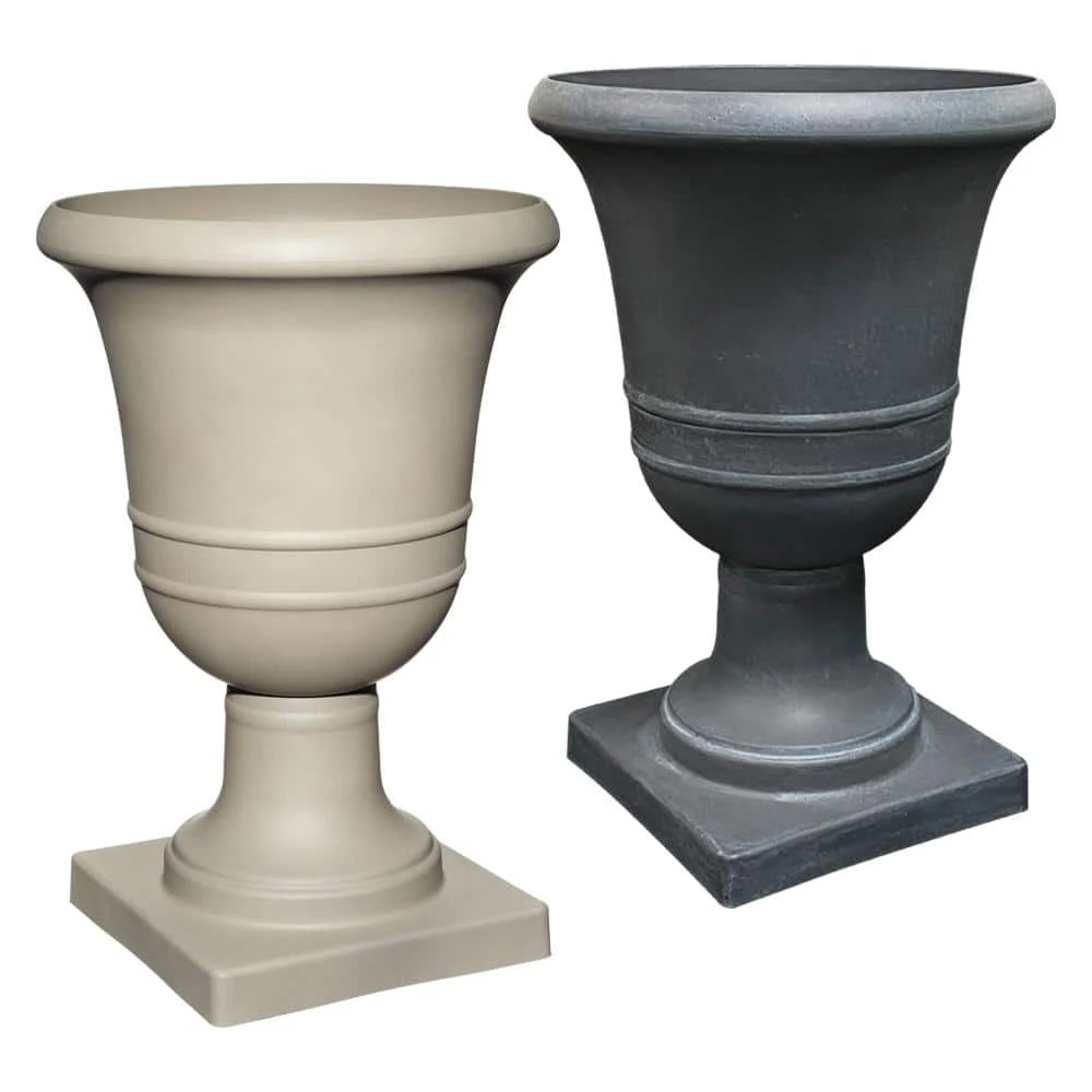 Classic Home & Garden 16 in. Norwich Dark Grey Resin Urn Planter 6 Classic Home & Garden 16 in. Norwich Dark Grey Resin Urn Planter - Image 4