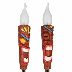 Exhart Tiki LED Flameless Torch on an Automatic Timer 1.7 ft. Multi-Color Resin Garden Stakes (2-Pack) -Cheap Good Directions Store exhart decorative garden stakes 06159 rs fa 1000