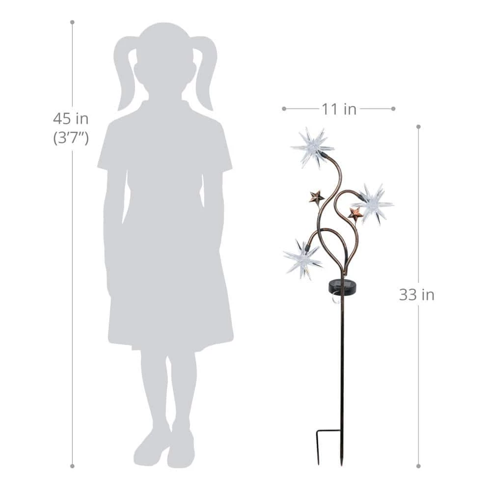 Exhart Solar Triple Starburst 2.75 ft. Patriotic USA Metal Garden Stake 6 Exhart Solar Triple Starburst 2.75 ft. Patriotic USA Metal Garden Stake - Image 4