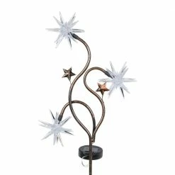 Exhart Solar Triple Starburst 2.75 ft. Patriotic USA Metal Garden Stake