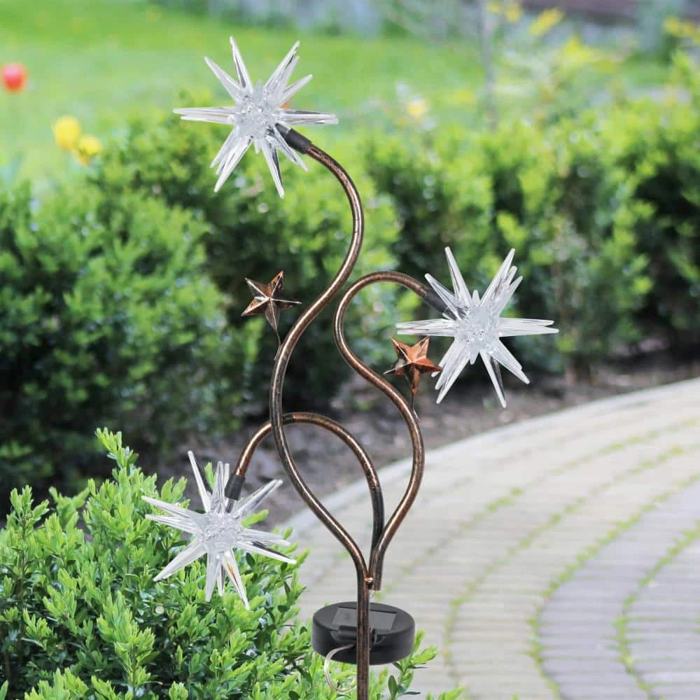 Exhart Solar Triple Starburst 2.75 ft. Patriotic USA Metal Garden Stake 4 Exhart Solar Triple Starburst 2.75 ft. Patriotic USA Metal Garden Stake - Image 2