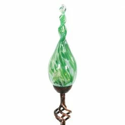 Exhart Solar Pearlized Twist Flame 3.0 ft. Green Metal Garden Stake 16 Exhart Solar Pearlized Twist Flame 3.0 ft. Green Metal Garden Stake -Cheap Good Directions Store exhart decorative garden stakes 13153 rs 76 1000