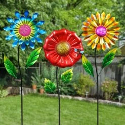 Exhart Flower 2.99 ft. MultiColor Metal Garden Stakes (3-Pack) -Cheap Good Directions Store exhart decorative garden stakes 13379 rs 31 1000