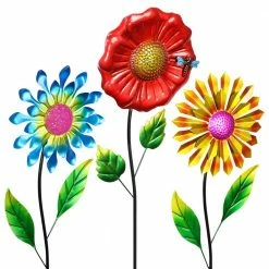 Exhart Flower 2.99 ft. MultiColor Metal Garden Stakes (3-Pack) -Cheap Good Directions Store exhart decorative garden stakes 13379 rs c3 1000