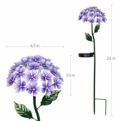 Exhart Solar Hydrangea 1.77 ft. Purple Metal Garden Stake -Cheap Good Directions Store exhart decorative garden stakes 14181 rs 1f 1000