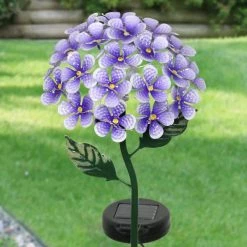 Exhart Solar Hydrangea 1.77 ft. Purple Metal Garden Stake -Cheap Good Directions Store exhart decorative garden stakes 14181 rs c3 1000