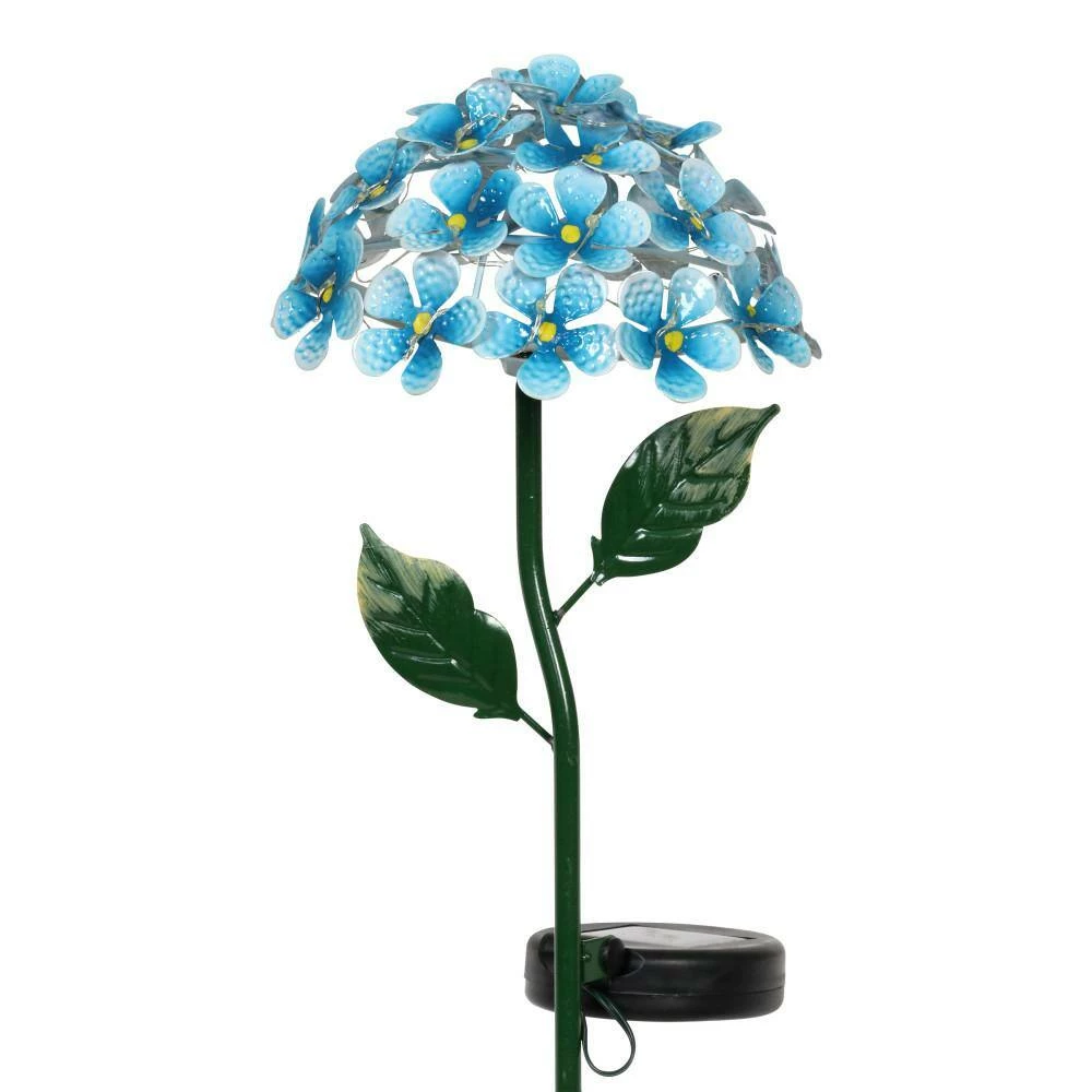 Exhart Solar Hydrangea 1.77 ft. Teal Metal Garden Stake 8 Exhart Solar Hydrangea 1.77 ft. Teal Metal Garden Stake - Image 6