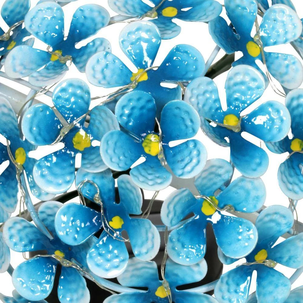 Exhart Solar Hydrangea 1.77 ft. Teal Metal Garden Stake 6 Exhart Solar Hydrangea 1.77 ft. Teal Metal Garden Stake - Image 4