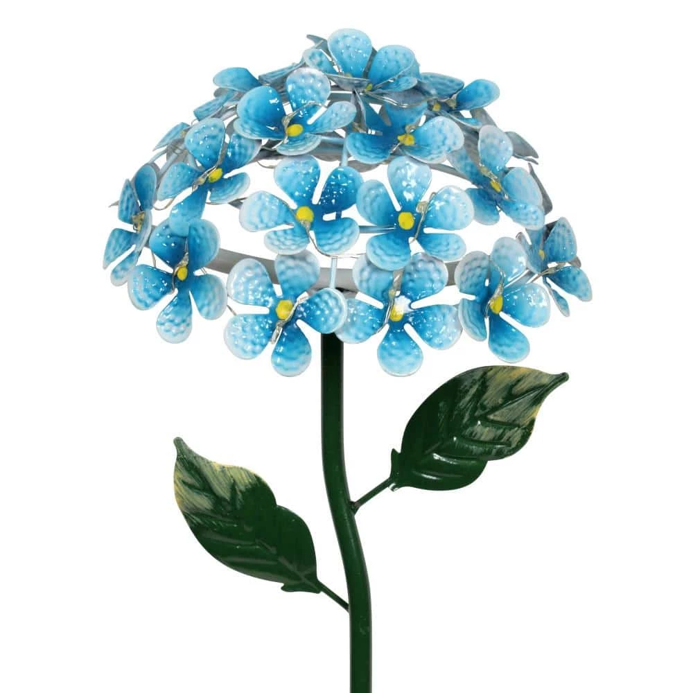Exhart Solar Hydrangea 1.77 ft. Teal Metal Garden Stake 3 Exhart Solar Hydrangea 1.77 ft. Teal Metal Garden Stake