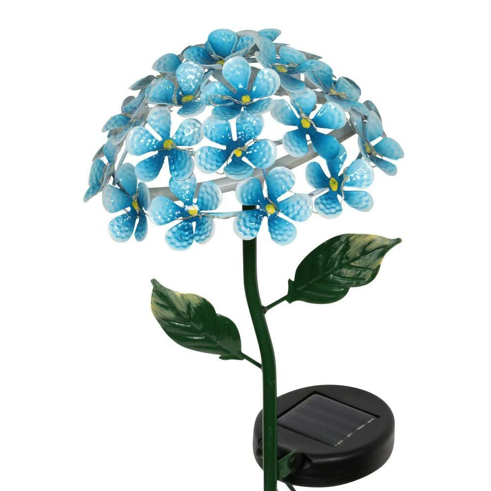 Exhart Solar Hydrangea 1.77 ft. Teal Metal Garden Stake 10 Exhart Solar Hydrangea 1.77 ft. Teal Metal Garden Stake - Image 8