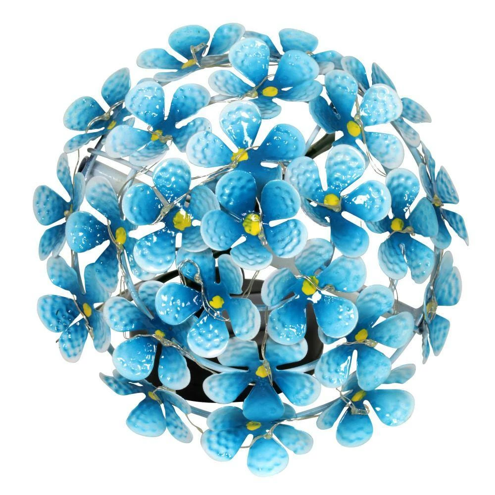 Exhart Solar Hydrangea 1.77 ft. Teal Metal Garden Stake 4 Exhart Solar Hydrangea 1.77 ft. Teal Metal Garden Stake - Image 2