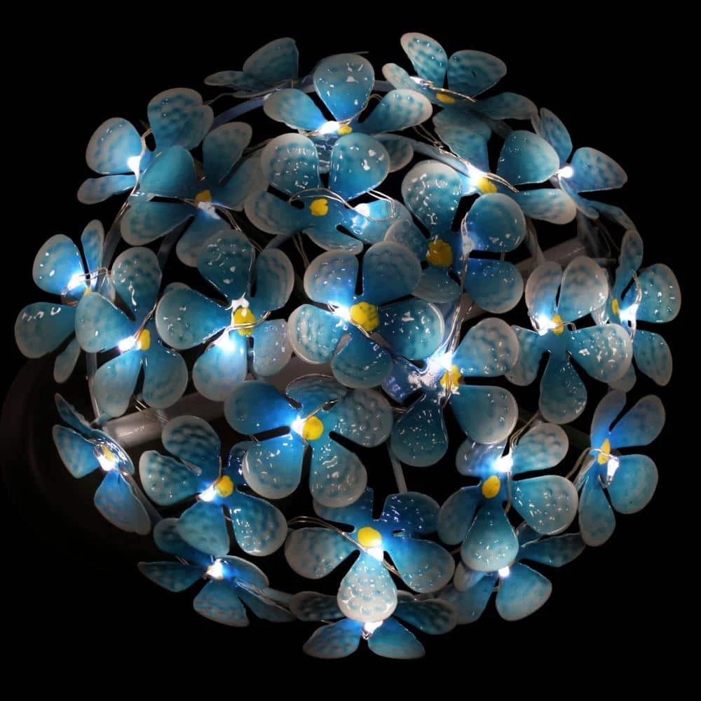 Exhart Solar Hydrangea 1.77 ft. Teal Metal Garden Stake 9 Exhart Solar Hydrangea 1.77 ft. Teal Metal Garden Stake - Image 7