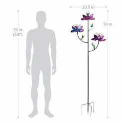Exhart Triple Kinetic Tropical Flower Spinner 5.83 ft. Multicolor Metal Garden Stake 13 Exhart Triple Kinetic Tropical Flower Spinner 5.83 ft. Multicolor Metal Garden Stake -Cheap Good Directions Store exhart decorative garden stakes 14362 rs 1f 1000
