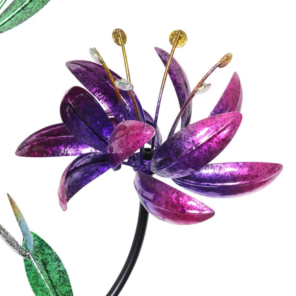 Exhart Triple Kinetic Tropical Flower Spinner 5.83 ft. Multicolor Metal Garden Stake 5 Exhart Triple Kinetic Tropical Flower Spinner 5.83 ft. Multicolor Metal Garden Stake - Image 3