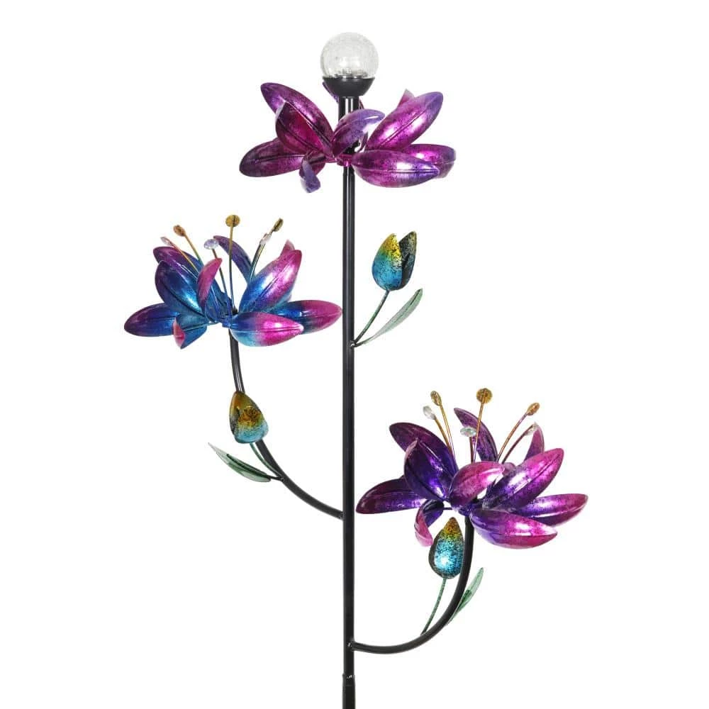 Exhart Triple Kinetic Tropical Flower Spinner 5.83 ft. Multicolor Metal Garden Stake 8 Exhart Triple Kinetic Tropical Flower Spinner 5.83 ft. Multicolor Metal Garden Stake - Image 6