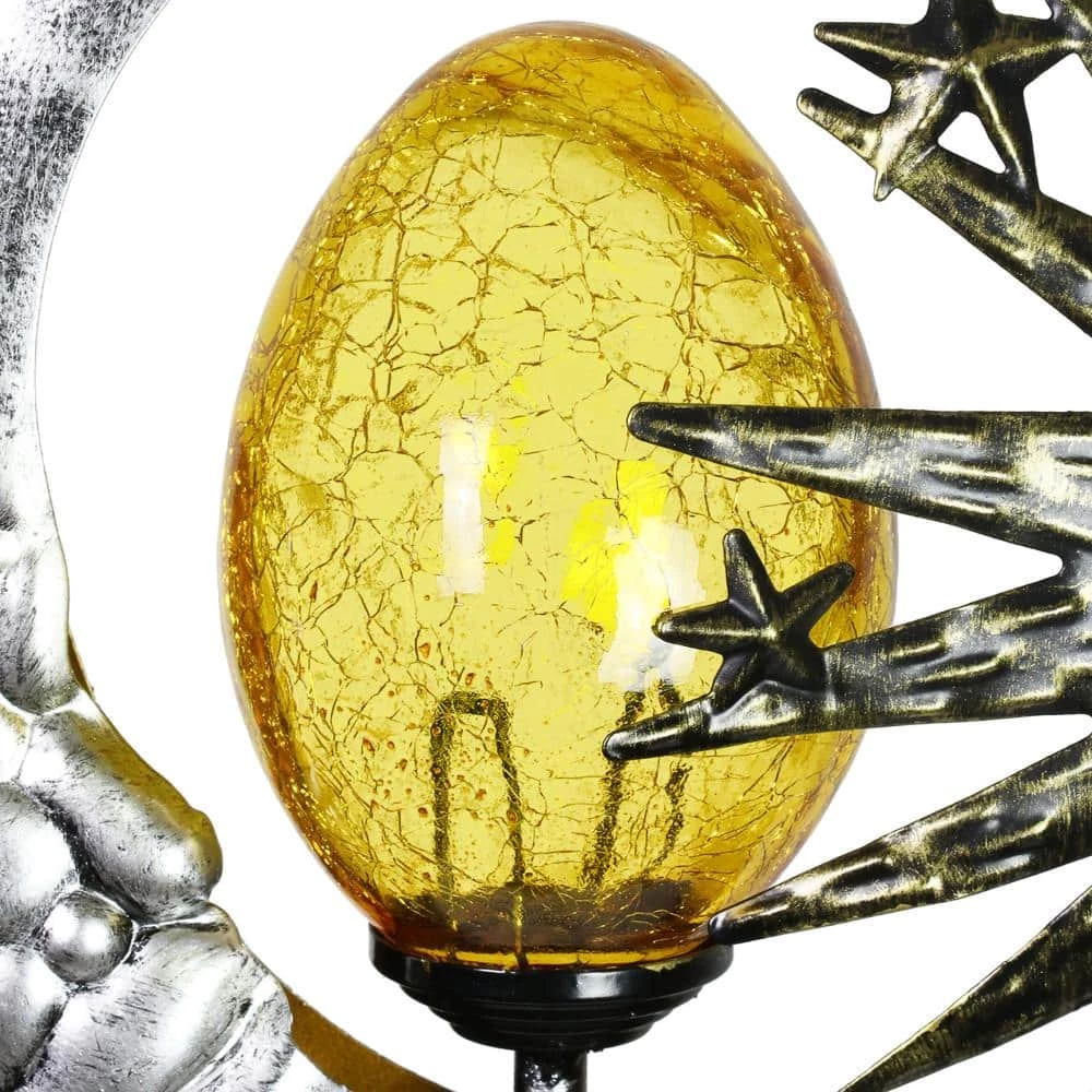 Exhart Solar Sun and Moon 3.17 ft. Silver Metal Garden Stake 8 Exhart Solar Sun and Moon 3.17 ft. Silver Metal Garden Stake - Image 6