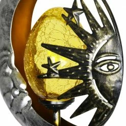 Exhart Solar Sun and Moon 3.17 ft. Silver Metal Garden Stake 14 Exhart Solar Sun and Moon 3.17 ft. Silver Metal Garden Stake -Cheap Good Directions Store exhart decorative garden stakes 14869 rs 4f 1000