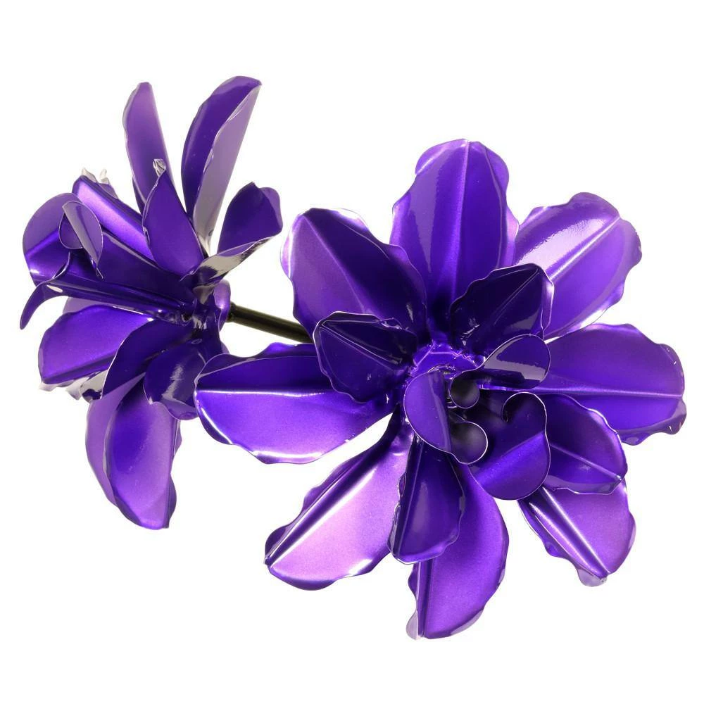 Exhart Double Rose Spinning 3.23 ft. Purple Metal Garden Stake 5 Exhart Double Rose Spinning 3.23 ft. Purple Metal Garden Stake - Image 3