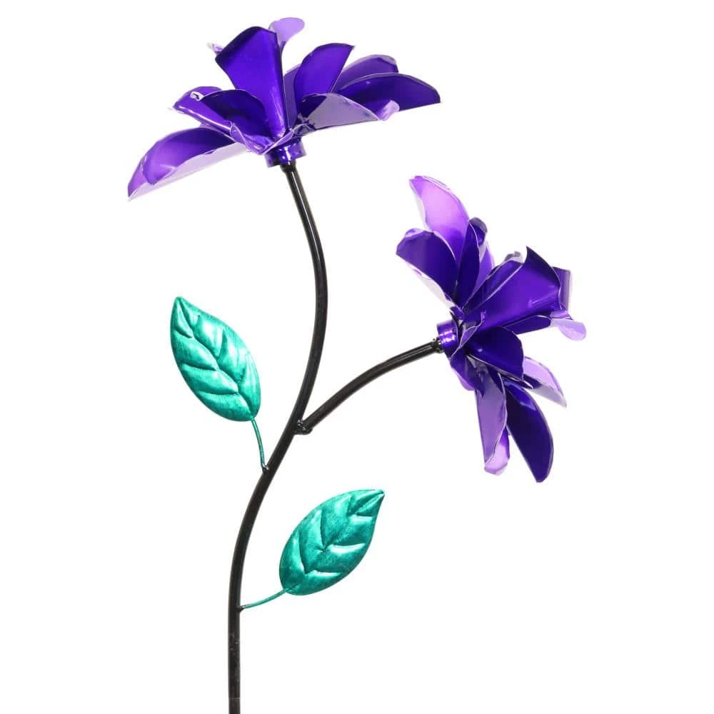Exhart Double Rose Spinning 3.23 ft. Purple Metal Garden Stake 8 Exhart Double Rose Spinning 3.23 ft. Purple Metal Garden Stake - Image 6